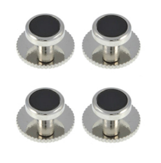 DR Bespoke Rhodium Plated With Black Inlay Dress Studs Set Of 5