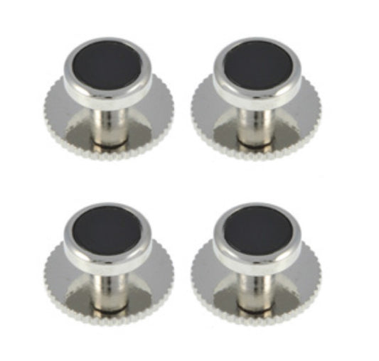 DR Bespoke Onyx Rhodium Plated Real Stone Dress Studs Set Of 5