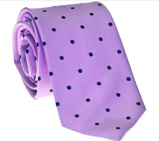 Pink/ Black Polka Dot Silk Neck Tie