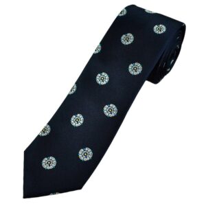 Yorkshire Rose Navy Blue Luxury Silk Narrow Men's Tie