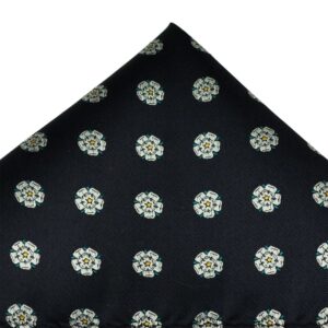 Yorkshire Rose Navy Luxury Silk Pocket Square Handkerchief